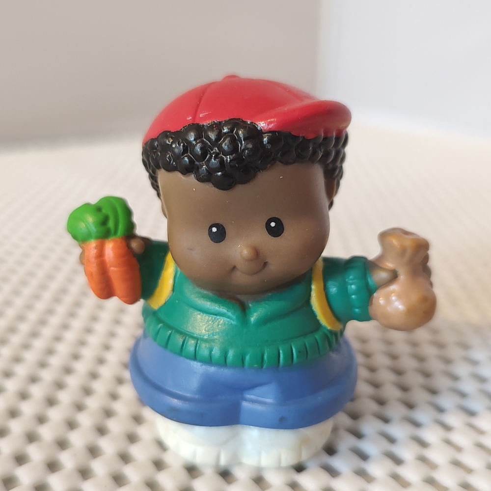 Fisher Price Little People School Boy Black Hair Red Hat Yellow Bookbag 2001